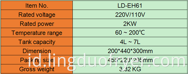 Electric Fryer Product Details